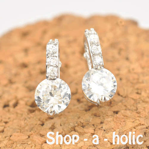 *** ELEGANT CRYSTAL CZ ZIRCON STUD EARRINGS   ***