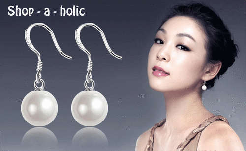 ***  HOT BUY ~ SIMULATED WHITE PEARL 10MM ~  HANGING EARRING***