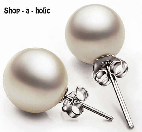 ***  HOT BUY ~ SIMULATED 8MM WHITE PEARL STUDS  ***
