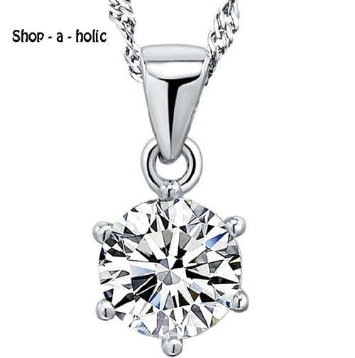 *** Stunning Simulated Diamond 6 Claw Pendant  - FREE CHAIN ***