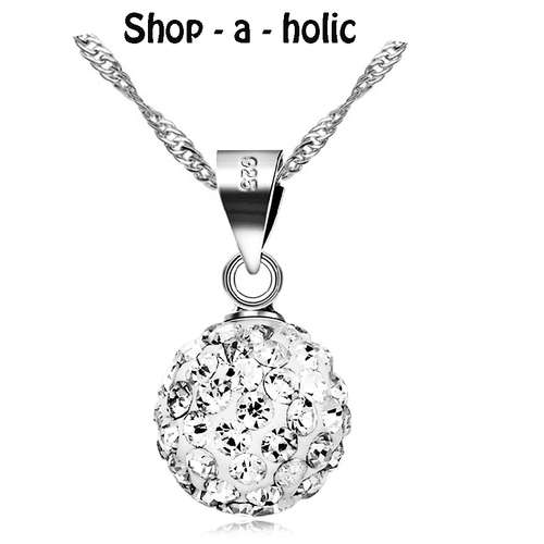 *** Shamballa Pendant Necklace made with Swarovski Elements - White  ***