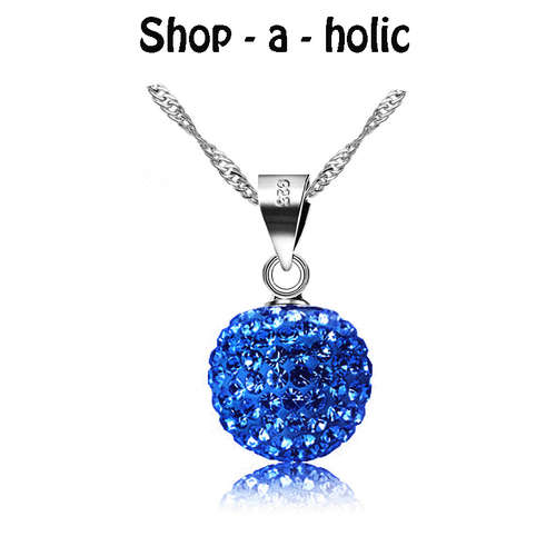 *** Shamballa Pendant Necklace made with Swarovski Elements - Blue ***