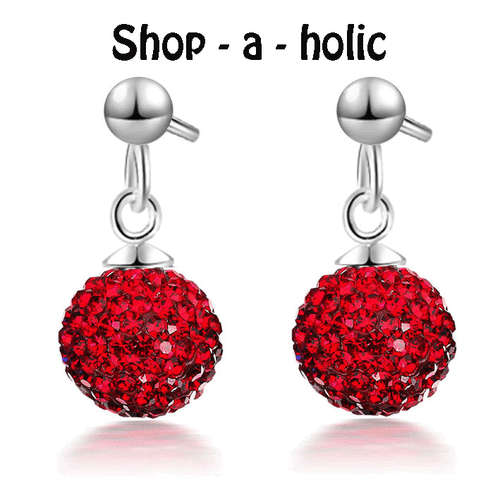 *** Shamballa Earings made with Swarovski Elements - Red***