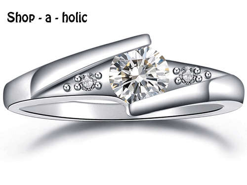 *** STUNNING 0.25 ct CLASSICAL 18K GP ENG RING ~ SIM DIAMONDS * Size 6 (L) ***