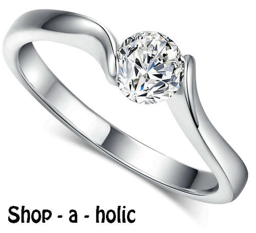 *** DAINTY 0.11 ct DESIGNER  ~  18K WHITE GP ENG RING * Size 7 / 8 / 9  ***