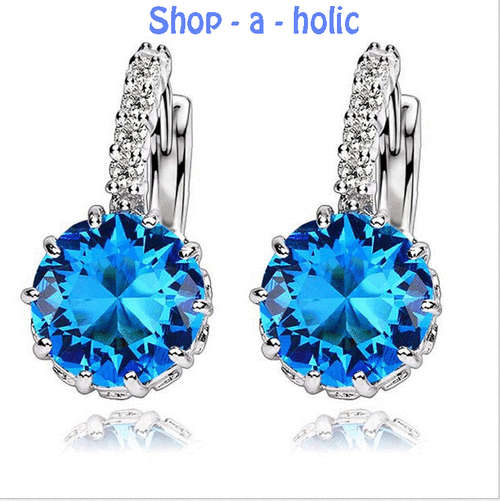*** NEW ~ AQUA BLUE CUBIC ZIRCONIA DROP EARRINGS***