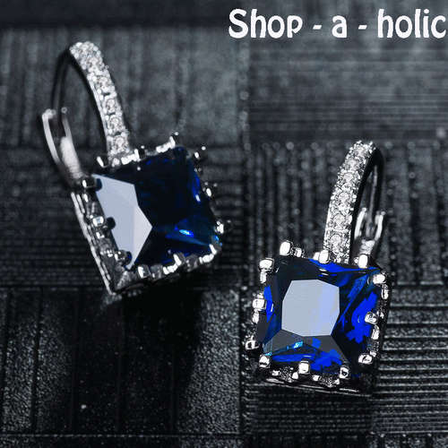 *** NEW ~ CLASSIC SQUARE HOOP EARRINGS - ROYAL BLUE***