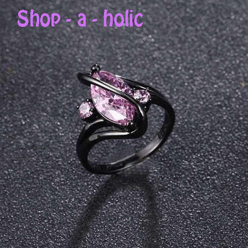 *** VINTAGE PINK CRYSTAL RING * Size P 1/2***