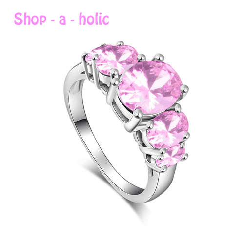 *** TRENDY BOLD PINK  CUBIC ZIRCONIA RING * Size 7 / N ***