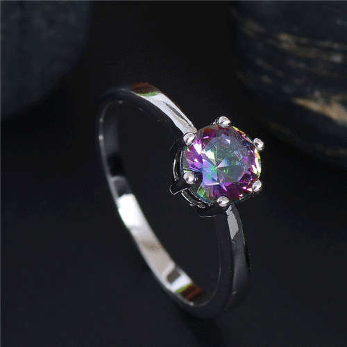 *** UNIQUE MULTI COLOURED CUBIC ZIRCONIA RING * Size 6 1/2 /  M 1/2***