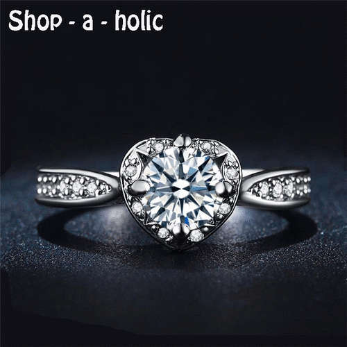 *** SPECIAL HEART CUBIC ZIRCONIA RING * Size N1/2***