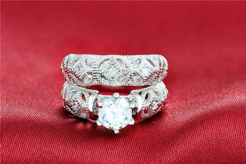 ***1 CARAT SIMULATED DIAMOND BAGUE BIJOUTERIE ENGAGEMENT SET  * Size 6  / L ***