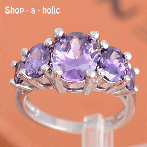 *** TRENDY BOLD PURPLE CUBIC ZIRCONIA RING * Size 7 / N ***