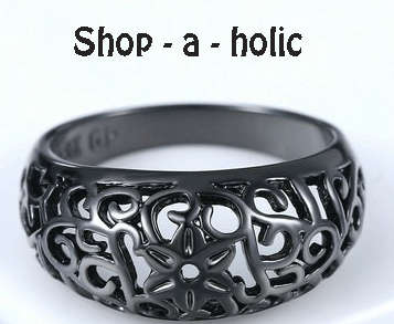 *** BLACK HOLLOW FLOWER  RING * Size 6 (L)  ***