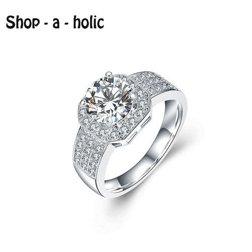 ***SQUARE SIMULATED DIAMOND ENGAGEMENT RING * Size 7  / N***