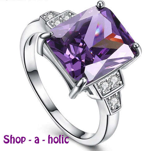 *** CHARMING ~ PURPLE ~ CUBIC ZIRCONIA RING * Size 7 / N***