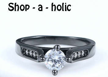 *** 1 CARAT ~ SIMULATED DIAMOND ~  18K BLACK GOLD PLATED ENGAGEMENT RING * Size 8 / P ***