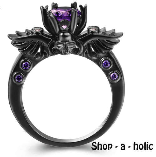 *** NEW ~ VINTAGE SKULL PURPLE CZ  RING * Size 7 / N***