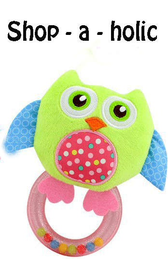 ***  CHRISTMAS SPECIAL - BIDS @ R1 ~ CUTE BABY ~ 12.5 CM GREEN PLUSH OWL HAND RATTLE ***