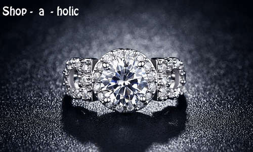 *** STUNNING SIM DIAMOND 18K WHITE GOLD PLATED BUCKLE RING * Size 8 (P) AVAILABLE  ***