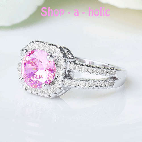 *** BEAUTIFUL ***  1CT PINK CUBIC ZIRCONIA RING * Size 6 / L 1/2 ***