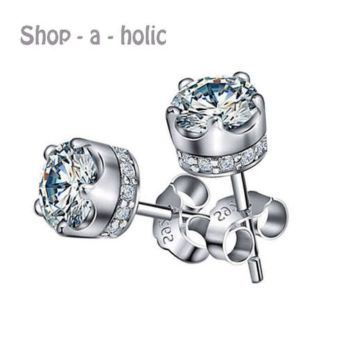 ***  STUNNING ~ AUSTRIAN CRYSTAL CLEAR CROWN STUD EARRINGS ***