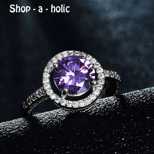 *** EXQUISITE PURPLE  CZ RING * Size 7 / N ***