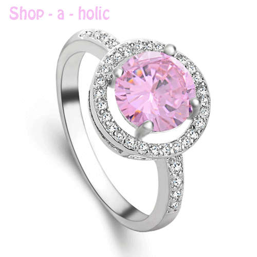 *** EXQUISITE  ~ PINK  CZ RING * Size 8 / P ***
