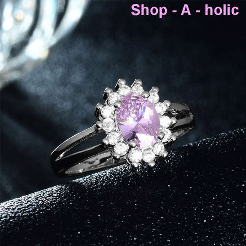 ***  BEAUTIFUL~ CLASSIC ~  PINK CUBIC ZIRCONIA RING * Size 8 / P ***