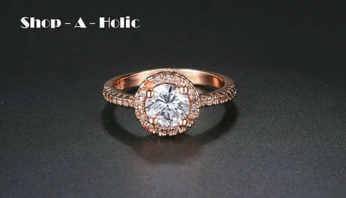 *** 2 CARAT ROUND BRILLIANT CUT SIM DIAMOND ~  18K ROSE GP ENGAGEMENT RING * Size 7 / N ***
