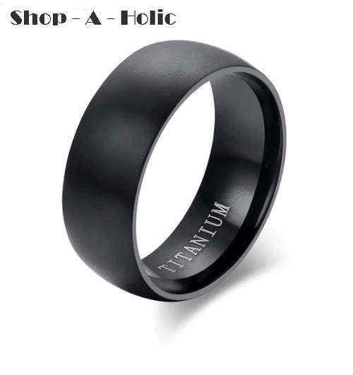 *** XMAS GIFT IDEA: MENS BLACK 8MM TITANIUM RING ~ MATTE FINISH * Size 14 (Z + 3)  ***