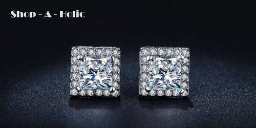 ***  BEAUTIFUL ~  2 CARAT AUSTRIAN CRYSTAL GEOMETRIC STUDS ***