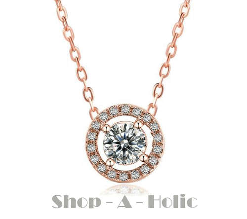 *** STUNNING AAA+ CZ  PENDANT NECKLACE - ROSE GOLD PLATED ***