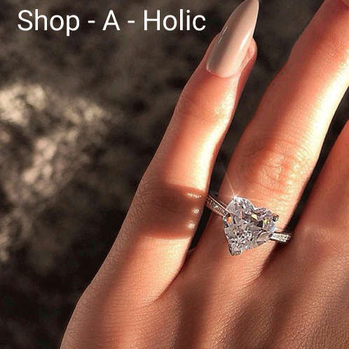 ***AUSTRIAN CRYSTAL - HEART ENGAGEMENT RING * Size 8  / P   ***