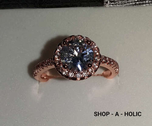 *** 2 CARAT ROUND BRILLIANT CUT SIM DIAMOND ~  18K ROSE GP ENG RING * Size 6 / 7 AVAILABLE ***