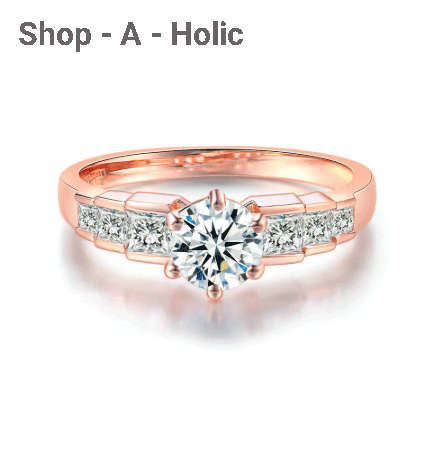 *** STUNNING  ~ 18K ROSE GOLD PLATED ~ SIMULATED DIAMOND ENG  RING * Size 6 / 7 / 8 AVAILABLE ***