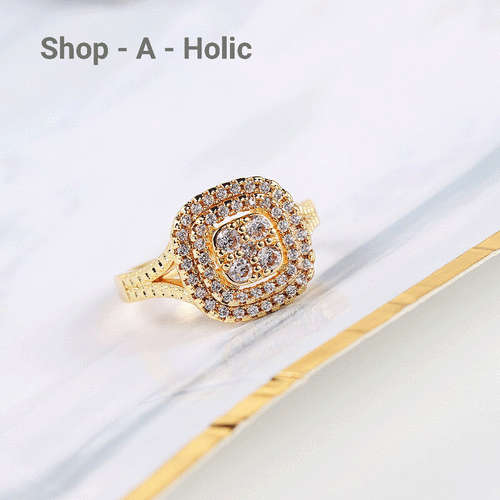 *** ROYAL STYLE SIM DIAMOND ENG RING * 925 GOLD PLATED * Size 6 / 7 / 8 AVAILABLE ***