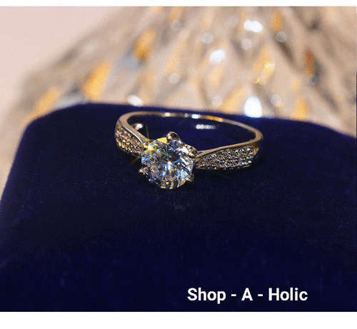 *** SHINNY 2CT SIM DIAMOND ENG RING * 925 SILVER PLATED * Size 6  (L) ***