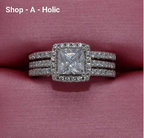 ***PRINCESS SQUARE CUT WEDDING SET - 2PC * Size 5.5 / 6.5  / 7.5 AVAILABLE ***