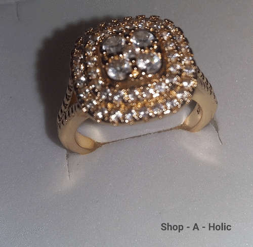 *** ROYAL STYLE SIM DIAMOND ENG RING * 925 GOLD PLATED * Size 6 (L) ***
