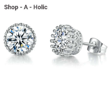 ***  INTERNATIONALLY DESIGNED ~ 2 CARAT AUSTRIAN CRYSTAL ~ CROWN STUD EARRINGS ***