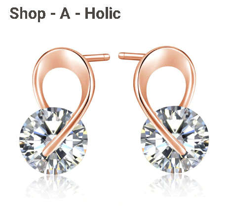 *** NEW DESIGN ~  2 CARAT ROSE GOLD PLATED SIMULATED DIAMOND STUDS***