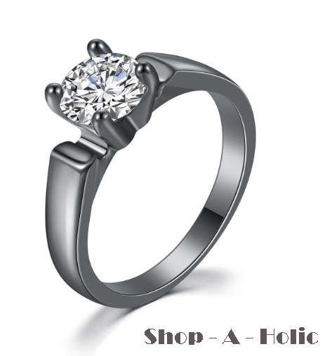 * STUNNING 1.30 CARAT SIM DIAMOND DESIGNER ENG RING ~ 18K BLACK GP ~  * Size 7 (N) *