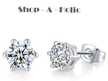 *** 6 PRONG -  INTERNATIONALLY DESIGNED - 0.84 CARAT AUSTRIAN CRYSTAL STUDS ***