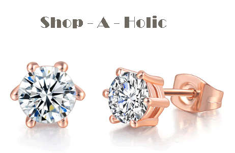 *** 6 PRONG -  INTERNATIONALLY DESIGNED - 0.84 CARAT AUSTRIAN CRYSTAL STUDS ***