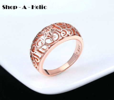 *** BEAUTIFUL ROSE GOLD HOLLOW FLOWER  RING * Size 6 (L) ***