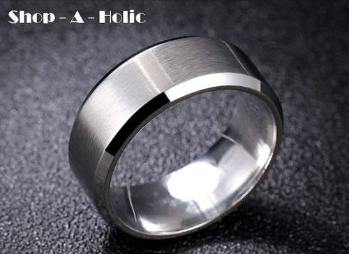 *** STUNNING 8MM BEVELED EDGE RING  - * Size : 9 (R)  ***