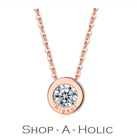 *** 18K ROSE GP CZ RIGANT PENDANT CHOCKER NECKLACE ***