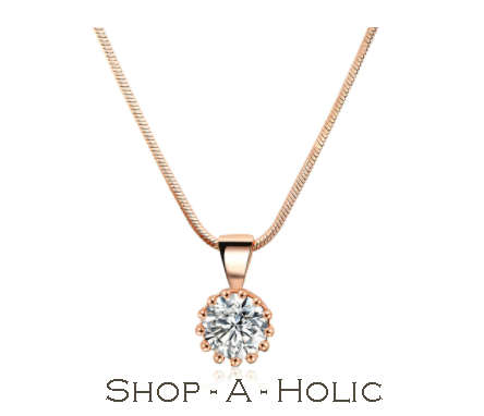 *** 3 CARAT SIM DIAMOND CROWN PENDANT NECKLACE - 18K ROSE GP ***