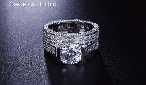 *** STUNNING 2 CARAT ~ SIMULATED DIAMOND ~ ENGAGEMENT SET  * Size 6 / 8  ***